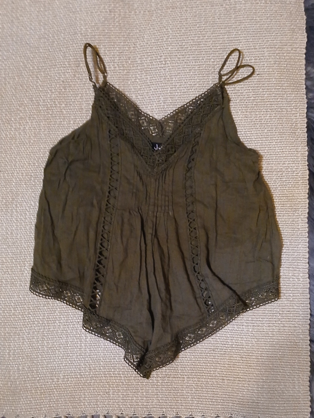 Justice Olive Green Lace-Trim V-Neck Camisole